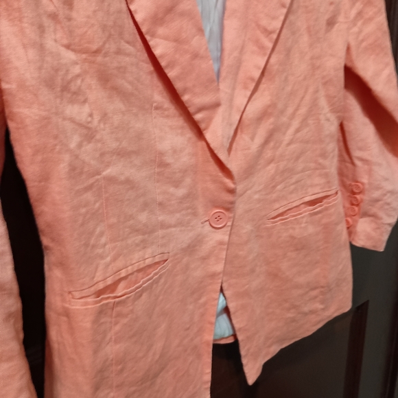 Love Tree 100% linen orange blazer size M - Picture 4 of 6